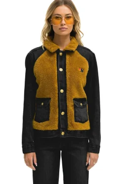 Denim | Denim | Aviator Nation ASPEN SHERPA UNISEX DENIM JACKET - BLACK HONEY BLACKHONEY
