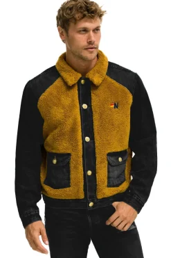 Denim | Denim | Aviator Nation ASPEN SHERPA UNISEX DENIM JACKET - BLACK HONEY BLACKHONEY
