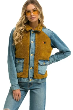 Denim | Denim | Aviator Nation ASPEN SHERPA UNISEX DENIM JACKET - MEDIUM VINTAGE MEDIUMVINTAGE