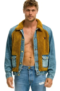 Denim | Denim | Aviator Nation ASPEN SHERPA UNISEX DENIM JACKET - MEDIUM VINTAGE MEDIUMVINTAGE
