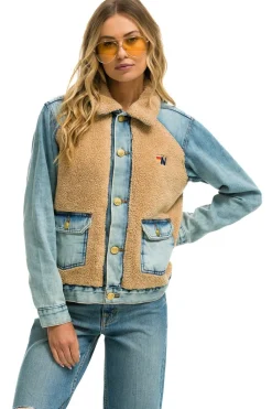 Denim | Denim | Aviator Nation ASPEN SHERPA UNISEX DENIM JACKET - VINTAGE WHEAT VINTAGEWHEAT