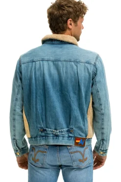 Denim | Denim | Aviator Nation ASPEN SHERPA UNISEX DENIM JACKET - VINTAGE WHEAT VINTAGEWHEAT