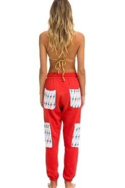 Sweatpants | Aviator Nation AVIATOR BOLT CARGO COLOR BLOCK SWEATPANTS - RED // USA RED//USA