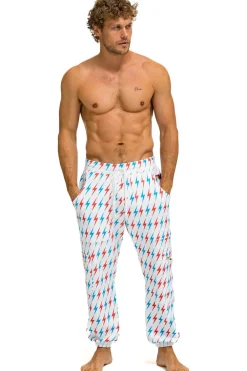 Sweatpants | Aviator Nation AVIATOR BOLT EMBROIDERY SWEATPANTS - WHITE // USA WHITE//USA