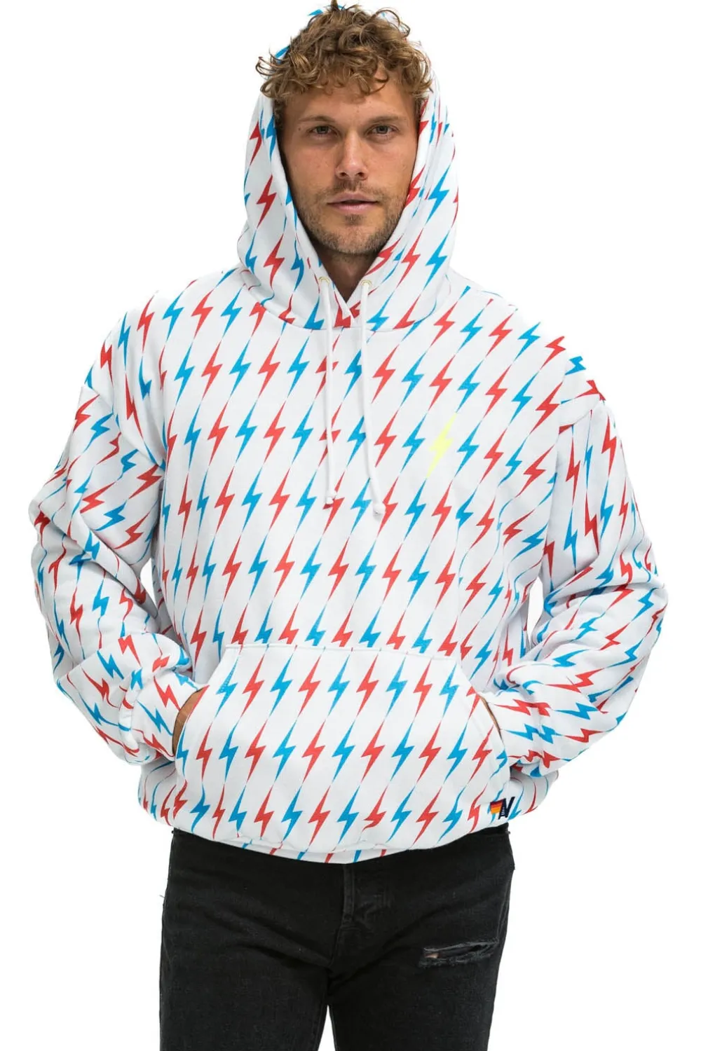 Hoodies | Hoodies | Aviator Nation AVIATOR BOLT W/ BOLT EMBROIDERY RELAXED PULLOVER HOODIE - WHITE // USA WHITE//USA