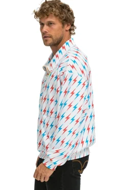 Hoodies | Hoodies | Aviator Nation AVIATOR BOLT W/ BOLT EMBROIDERY FLEECE HALF ZIP SWEATSHIRT - WHITE // USA WHITE//USA