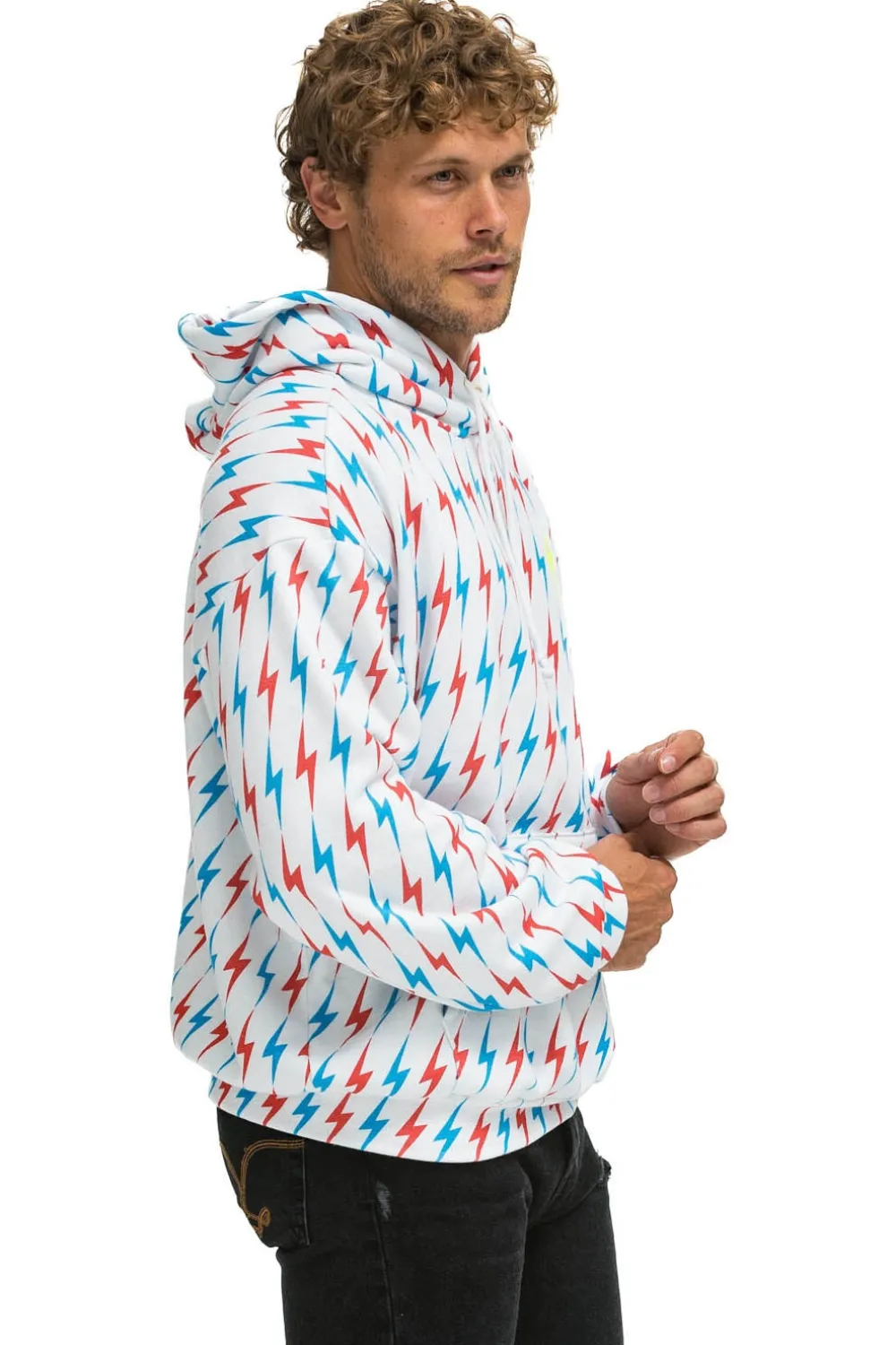 Hoodies | Hoodies | Aviator Nation AVIATOR BOLT W/ BOLT EMBROIDERY RELAXED PULLOVER HOODIE - WHITE // USA WHITE//USA