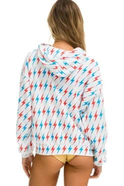 Hoodies | Hoodies | Aviator Nation AVIATOR BOLT W/ BOLT EMBROIDERY RELAXED PULLOVER HOODIE - WHITE // USA WHITE//USA