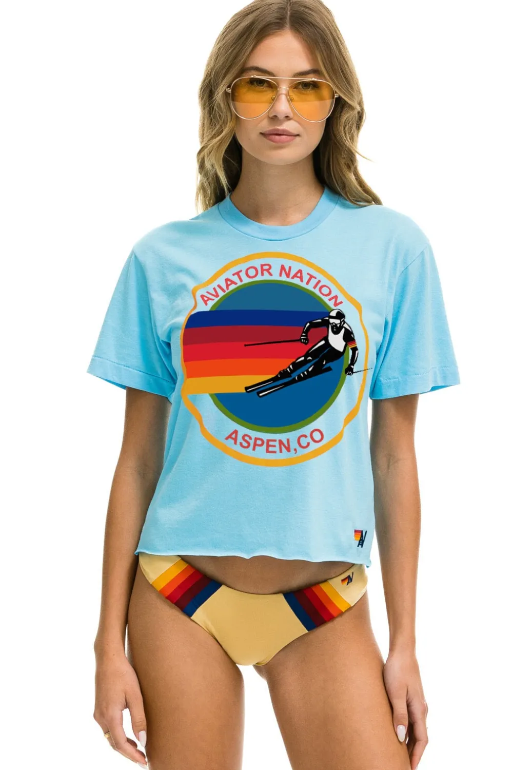 Boyfriend Tees | Aviator Nation ASPEN BOYFRIEND TEE - SKY