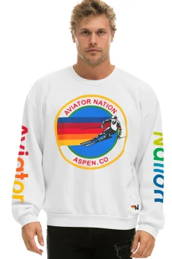 Sweatshirts | Sweatshirts | Aviator Nation ASPEN RELAXED CREW SWEATSHIRT - WHITE