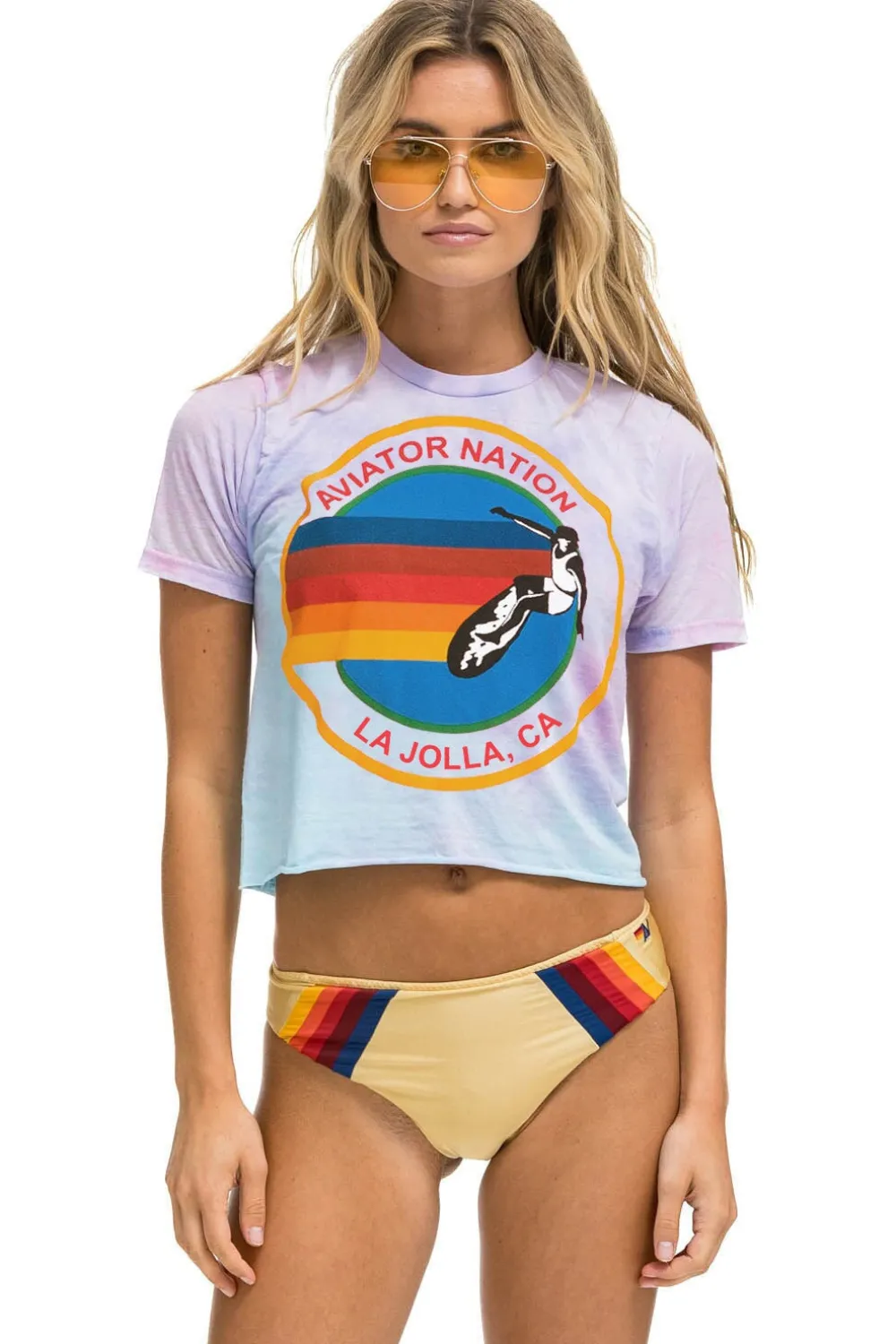 Boyfriend Tees | Aviator Nation LA JOLLA BOYFRIEND TEE - TIE DYE BUBBLEGUM TIEDYEBUBBLEGUM