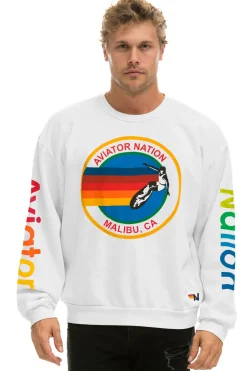 Sweatshirts | Sweatshirts | Aviator Nation MALIBU RELAXED CREW SWEATSHIRT - WHITE