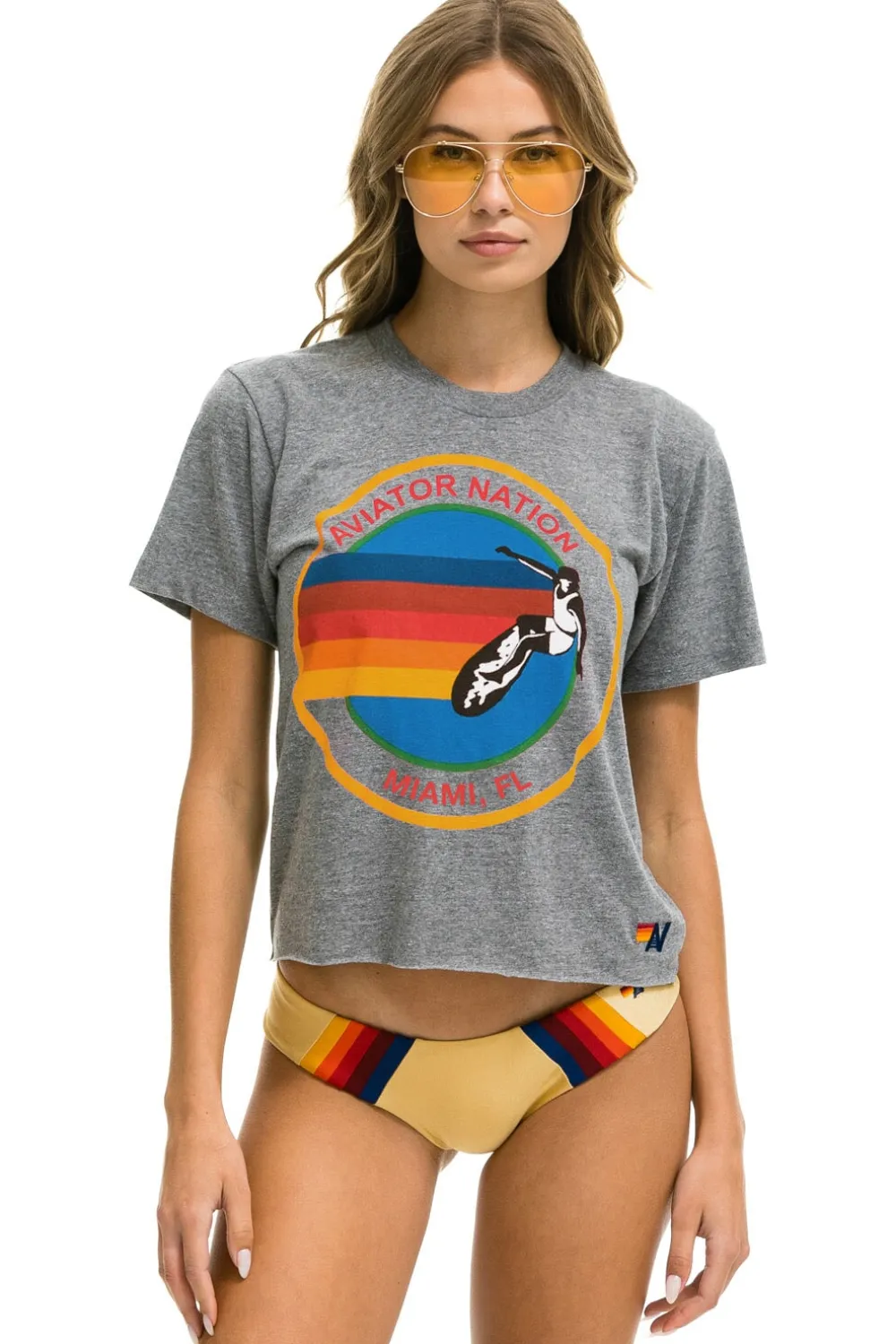 Boyfriend Tees | Aviator Nation MIAMI BOYFRIEND TEE - HEATHER GREY HEATHERGREY