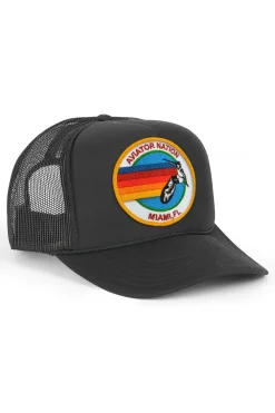 Trucker Hats | Trucker Hats | Aviator Nation MIAMI TRUCKER HAT sick!Allofourproductsgothroughanintensebreaking-downprocessthatgivesthemavintagefeelyou'lllovebecauseit'sbrokeninfromdayoneofwearingit.Allofourhatsareadjustable!