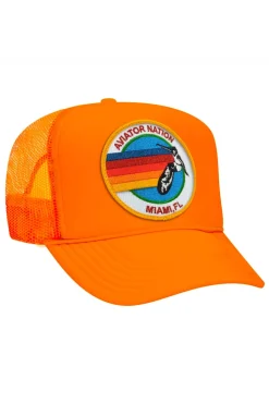 Trucker Hats | Trucker Hats | Aviator Nation MIAMI TRUCKER HAT sick!Allofourproductsgothroughanintensebreaking-downprocessthatgivesthemavintagefeelyou'lllovebecauseit'sbrokeninfromdayoneofwearingit.Allofourhatsareadjustable!