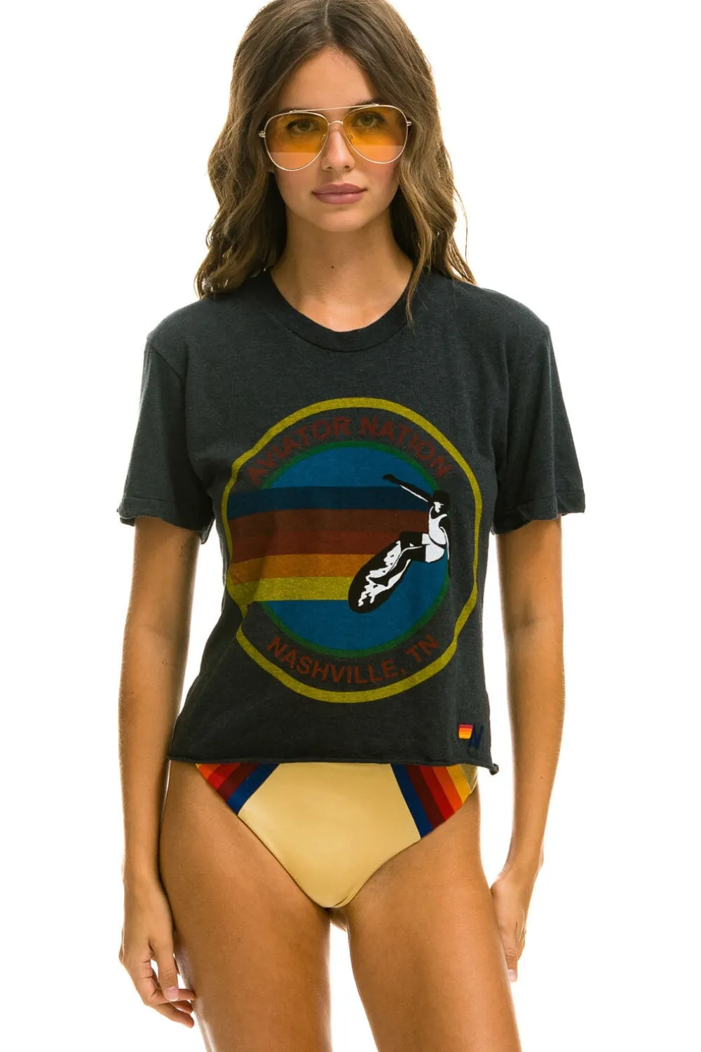 Boyfriend Tees | Aviator Nation NASHVILLE BOYFRIEND TEE - CHARCOAL