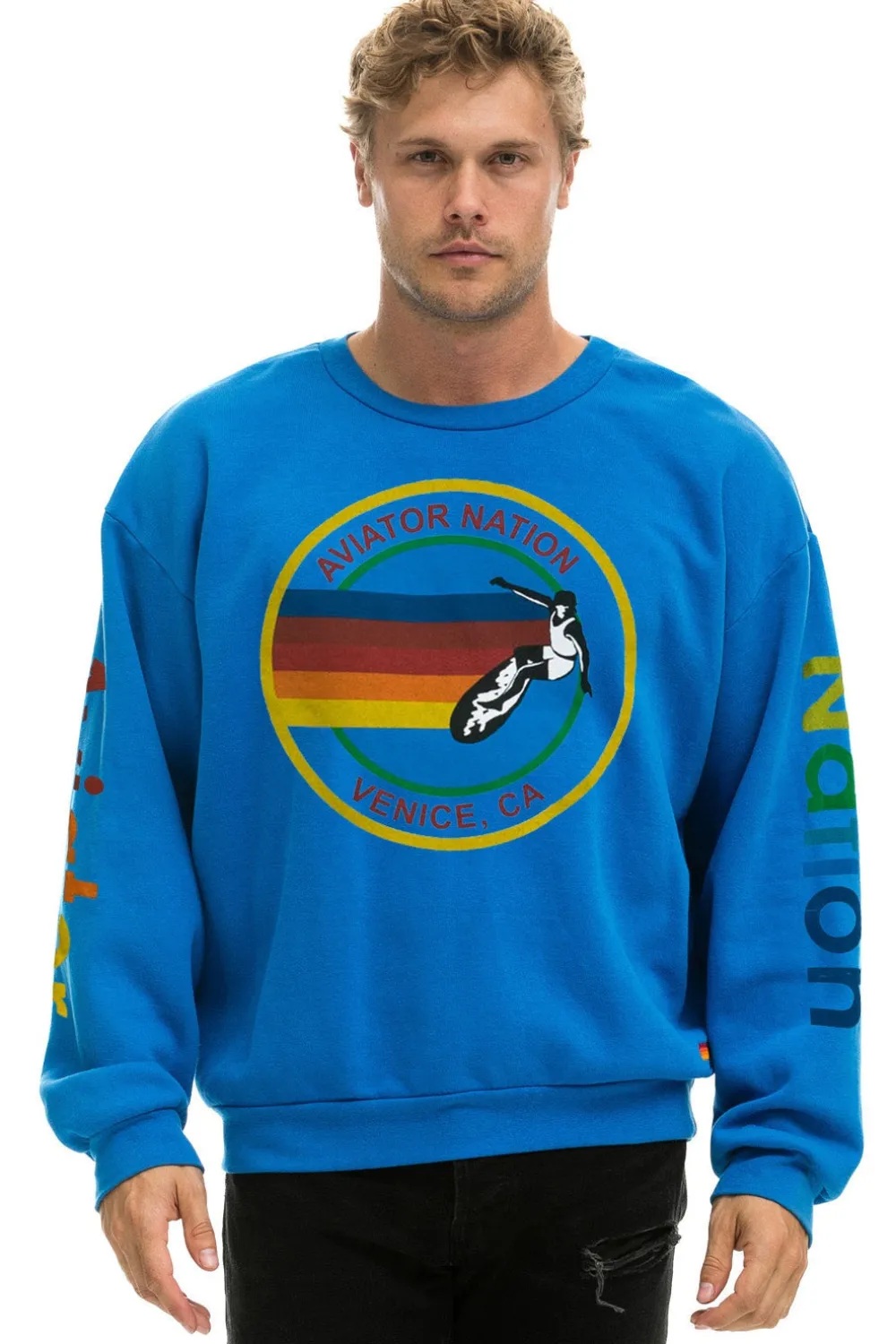 Sweatshirts | Sweatshirts | Aviator Nation RELAXED CREW SWEATSHIRT - OCEAN