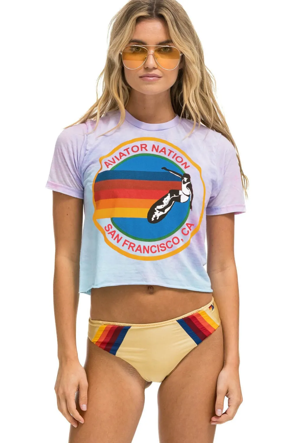 Boyfriend Tees | Aviator Nation SAN FRANCISCO BOYFRIEND TEE - TIE DYE BUBBLE GUM TIEDYEBUBBLEGUM