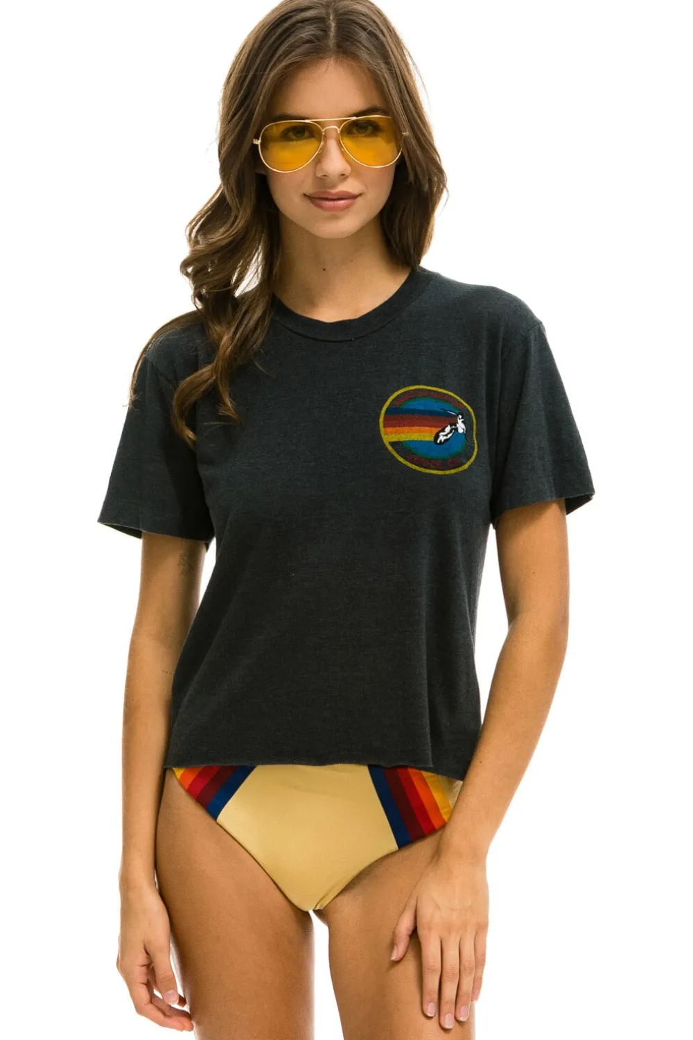 Boyfriend Tees | Tees | Aviator Nation SMALL LOGO BOYFRIEND TEE - CHARCOAL