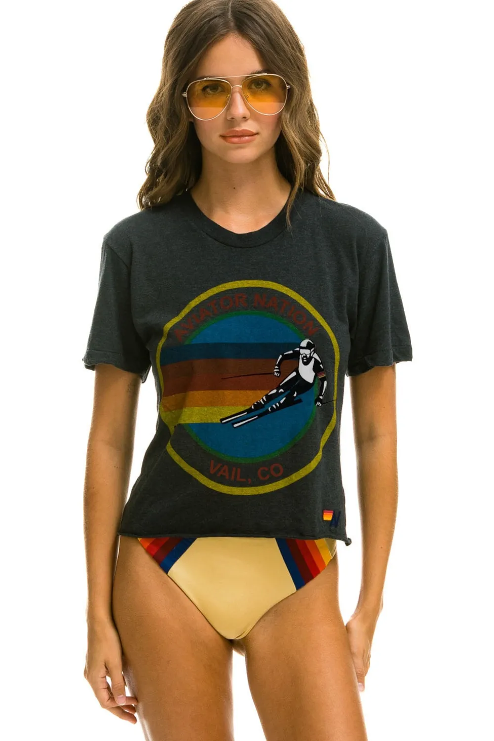Boyfriend Tees | Aviator Nation VAIL BOYFRIEND TEE - CHARCOAL