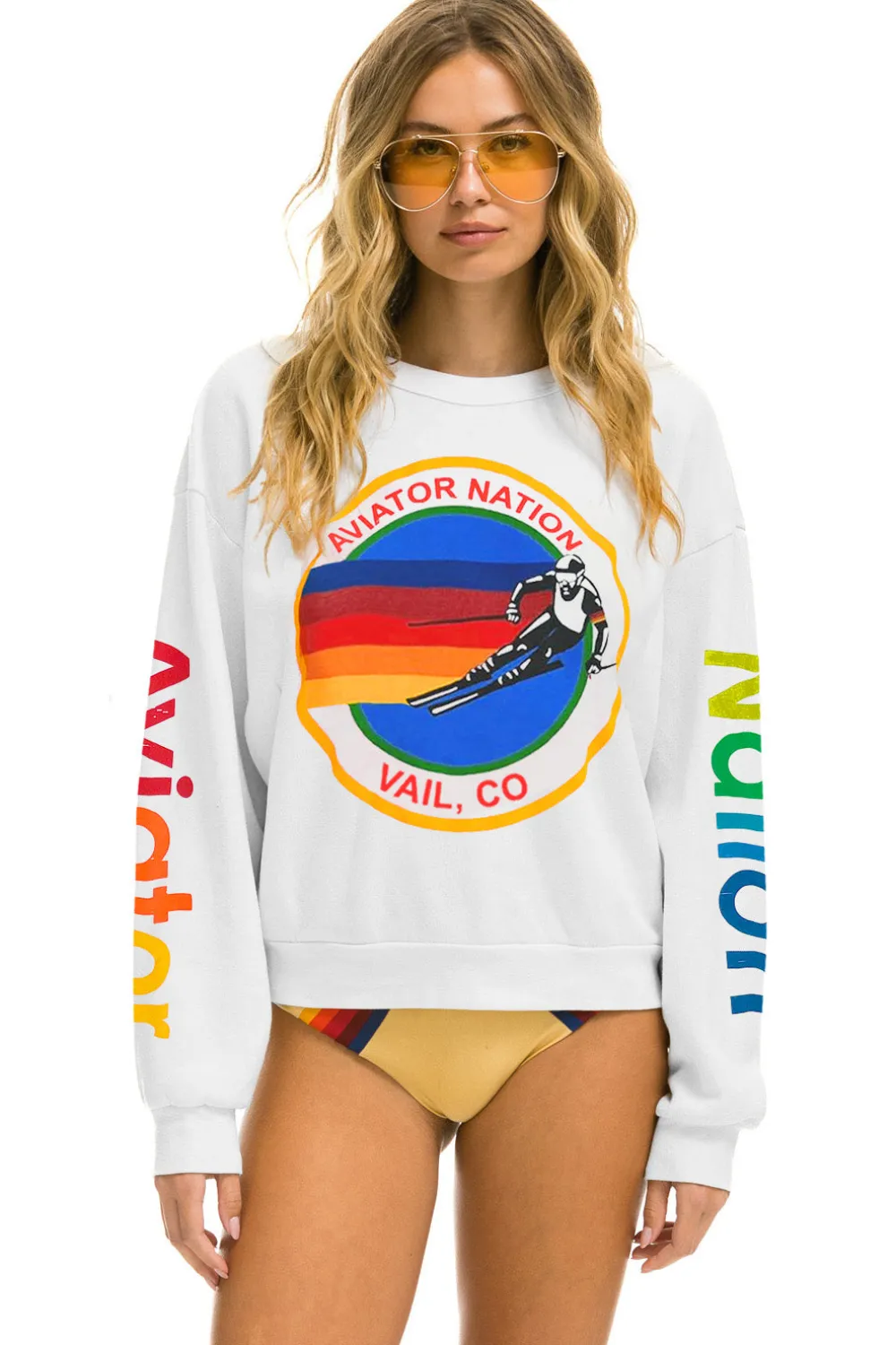 Sweatshirts | Sweatshirts | Aviator Nation VAIL RELAXED CREW SWEATSHIRT - WHITE