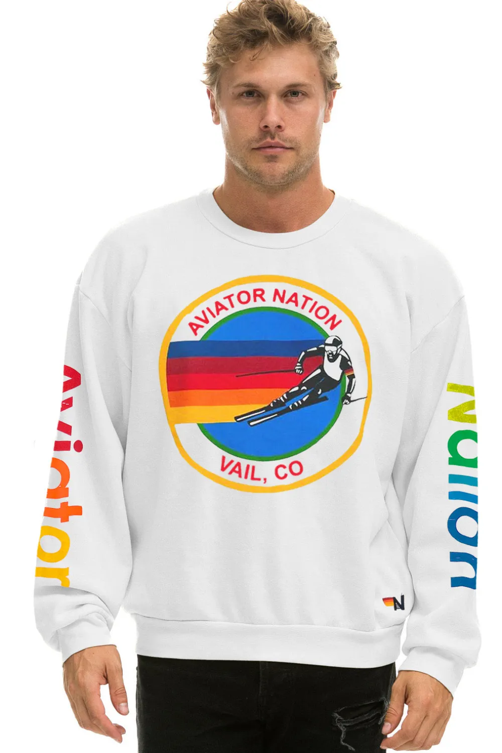 Sweatshirts | Sweatshirts | Aviator Nation VAIL RELAXED CREW SWEATSHIRT - WHITE