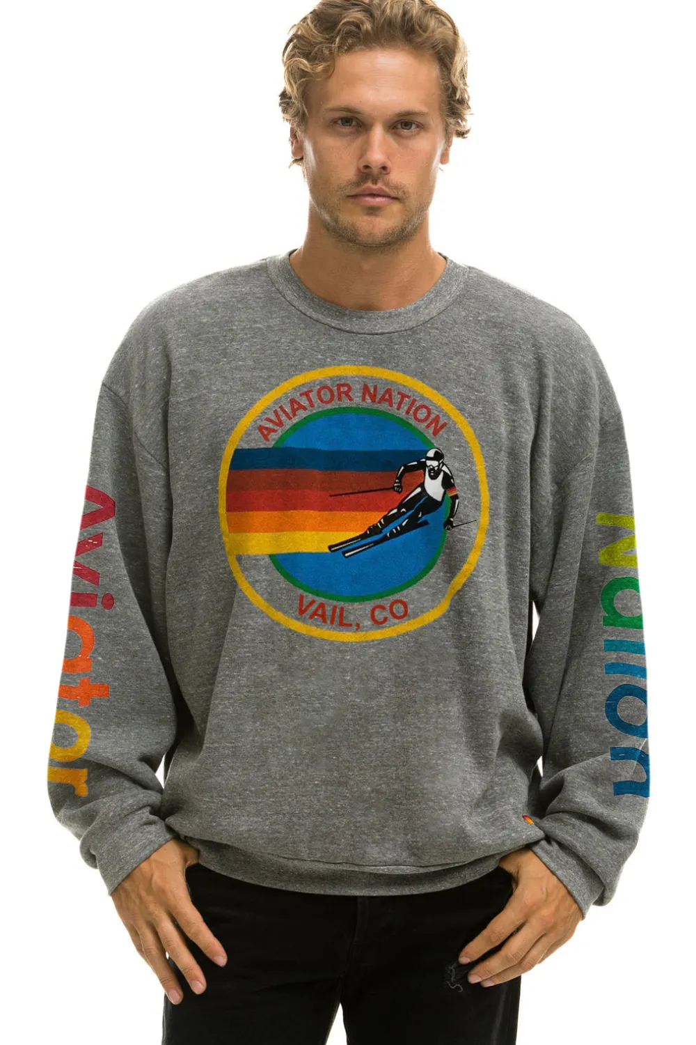 Sweatshirts | Sweatshirts | Aviator Nation VAIL RELAXED CREW SWEATSHIRT - HEATHER GREY HEATHERGREY