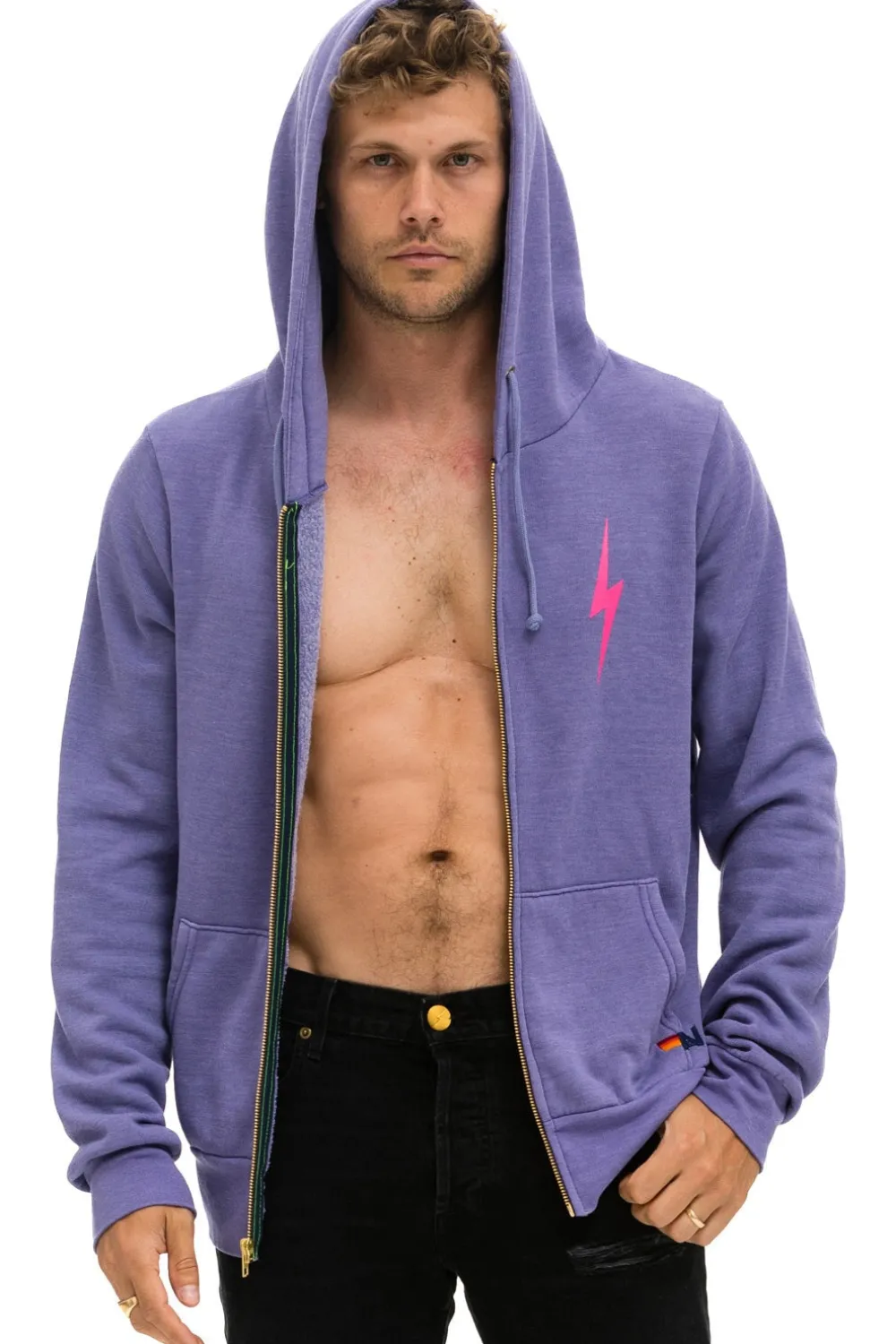 Hoodies | Hoodies | Aviator Nation BOLT 2 HOODIE - LAVENDER // NEON PINK LAVENDER//NEONPINK