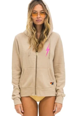 Hoodies | Hoodies | Aviator Nation BOLT 2 HOODIE - SAND //  NEON PINK SAND//NEONPINK