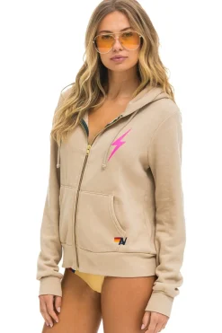 Hoodies | Hoodies | Aviator Nation BOLT 2 HOODIE - SAND //  NEON PINK SAND//NEONPINK