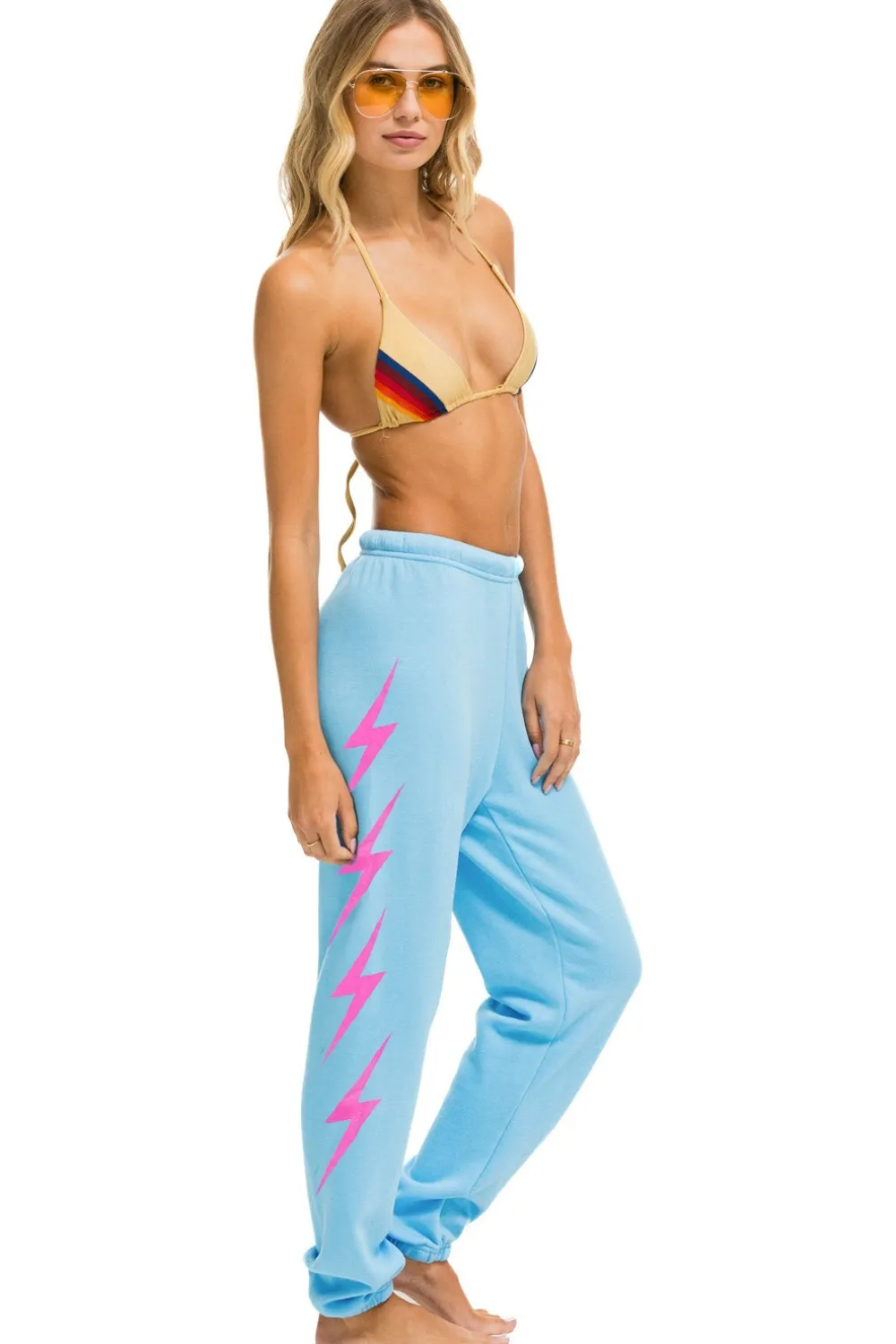 Sweatpants | Aviator Nation BOLT 4 SWEATPANTS - SKY // NEON PINK SKY//NEONPINK