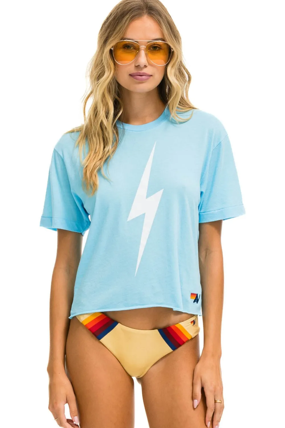 Boyfriend Tees | Tees | Aviator Nation BOLT BOYFRIEND TEE - SKY