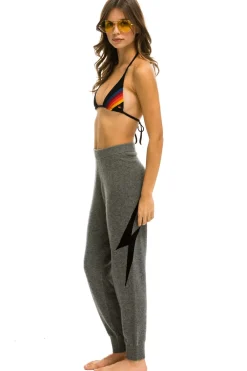 Sweatpants | Aviator Nation BOLT CASHMERE LIGHT SWEATER PANT - DEEP HEATHER // BLACK BOLT DEEPHEATHER//BLACKBOLT