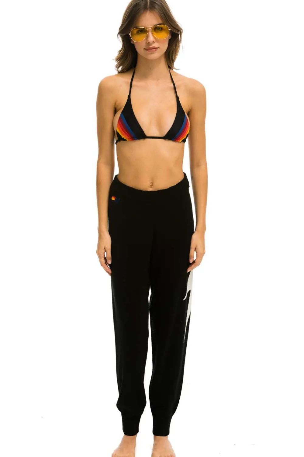 Sweatpants | Aviator Nation BOLT CASHMERE LIGHT SWEATER PANT - BLACK // WHITE BOLT BLACK//WHITEBOLT
