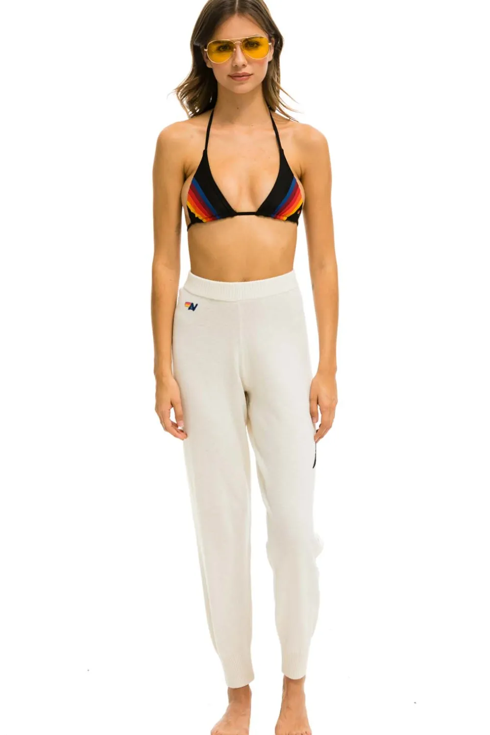 Sweatpants | Aviator Nation BOLT CASHMERE LIGHT SWEATER PANT - VINTAGE WHITE // BLACK BOLT VINTAGEWHITE//BLACKBOLT