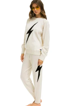 Sweatpants | Aviator Nation BOLT CASHMERE LIGHT SWEATER PANT - VINTAGE WHITE // BLACK BOLT VINTAGEWHITE//BLACKBOLT