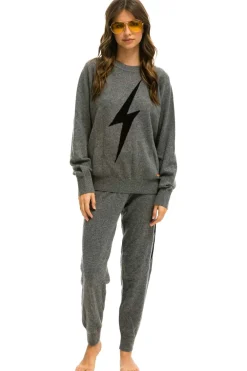 Sweatpants | Aviator Nation BOLT CASHMERE LIGHT SWEATER PANT - DEEP HEATHER // BLACK BOLT DEEPHEATHER//BLACKBOLT
