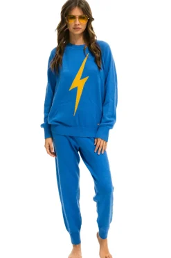 Sweatpants | Aviator Nation BOLT CASHMERE LIGHT SWEATER PANT - VINTAGE BLUE // GOLD BOLT VINTAGEBLUE//GOLDBOLT
