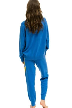 Sweatpants | Aviator Nation BOLT CASHMERE LIGHT SWEATER PANT - VINTAGE BLUE // GOLD BOLT VINTAGEBLUE//GOLDBOLT
