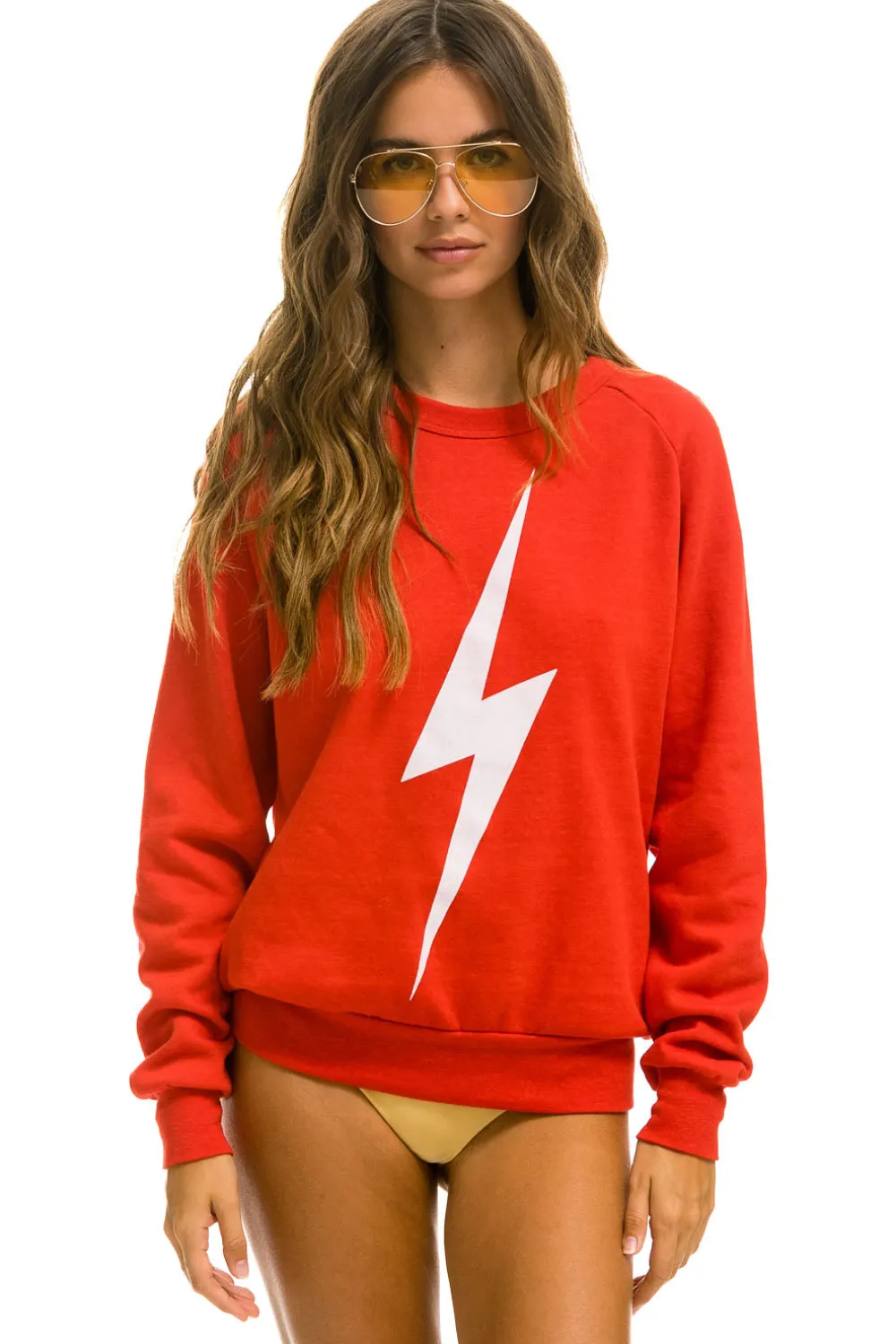 Sweatshirts | Sweatshirts | Aviator Nation BOLT CREW SWEATSHIRT - RED // WHITE RED//WHITE
