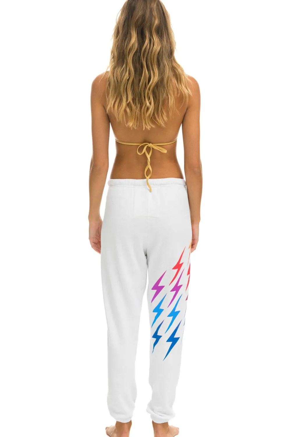 Sweatpants | Aviator Nation BOLT GRADIENT SWEATPANTS - WHITE // RAINBOW WHITE//RAINBOW