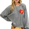 Sweatshirts | Sweatshirts | Aviator Nation BOLT HEART RELAXED CREW SWEATSHIRT - HEATHER GREY HEATHERGREY