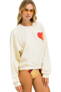Sweatshirts | Sweatshirts | Aviator Nation BOLT HEART RELAXED CREW SWEATSHIRT - VINTAGE WHITE VINTAGEWHITE