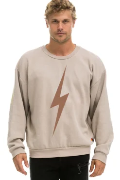 Sweatshirts | Sweatshirts | Aviator Nation BOLT RELAXED CREW SWEATSHIRT - SAND // MOCHA SAND//MOCHA