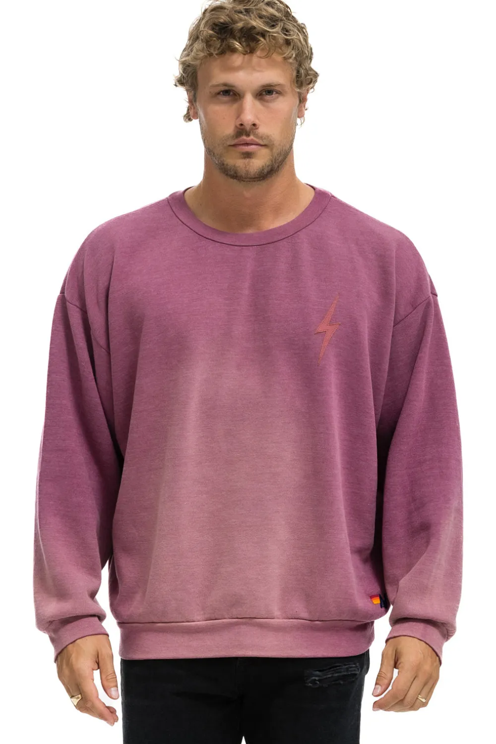 Sweatshirts | Sweatshirts | Aviator Nation BOLT STITCH 2 RELAXED CREW SWEATSHIRT - FADED BERRY FADEDBERRY