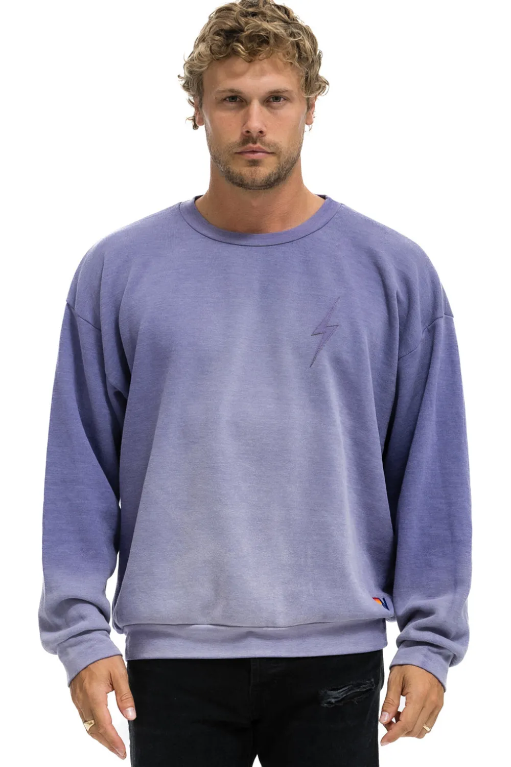 Sweatshirts | Sweatshirts | Aviator Nation BOLT STITCH 2 RELAXED CREW SWEATSHIRT - FADED GRAPE FADEDGRAPE