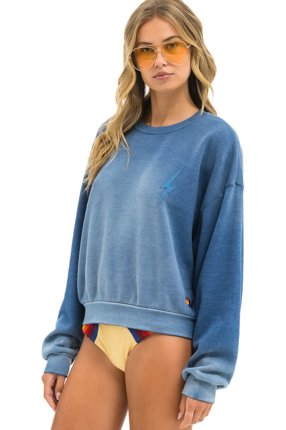 Sweatshirts | Sweatshirts | Aviator Nation BOLT STITCH 2 RELAXED CREW SWEATSHIRT - FADED WATER FADEDWATER