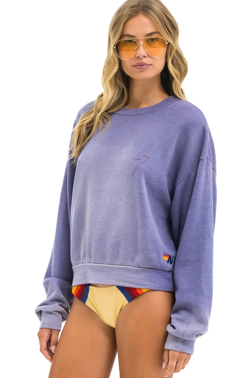Sweatshirts | Sweatshirts | Aviator Nation BOLT STITCH 2 RELAXED CREW SWEATSHIRT - FADED GRAPE FADEDGRAPE