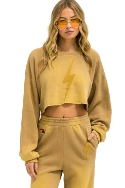 Sweatshirts | Aviator Nation BOLT STITCH CROPPED CREW SWEATSHIRT RELAXED - FADED TAN FADEDTAN