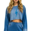 Sweatshirts | Aviator Nation BOLT STITCH CROPPED CREW SWEATSHIRT RELAXED - FADED WATER FADEDWATER
